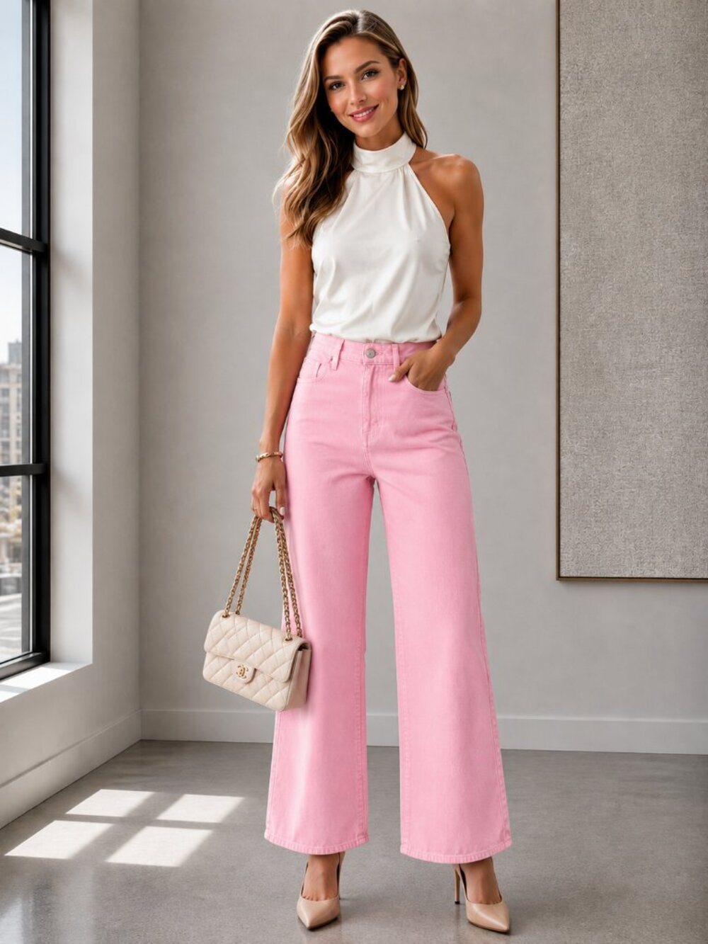 Frame Le Jane Wide Crop Dusty Pink